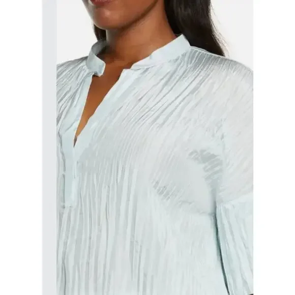 $325 VINCE Crushed Silk Top Blouse | Womens Size L, Sky Blue NEW! - Picture 7 of 8